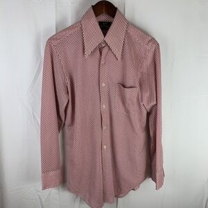 Le‎ Mans Knit Shirt Polyester Nylon Dagger Collar Red Vtg 60s 70s Mens Medium